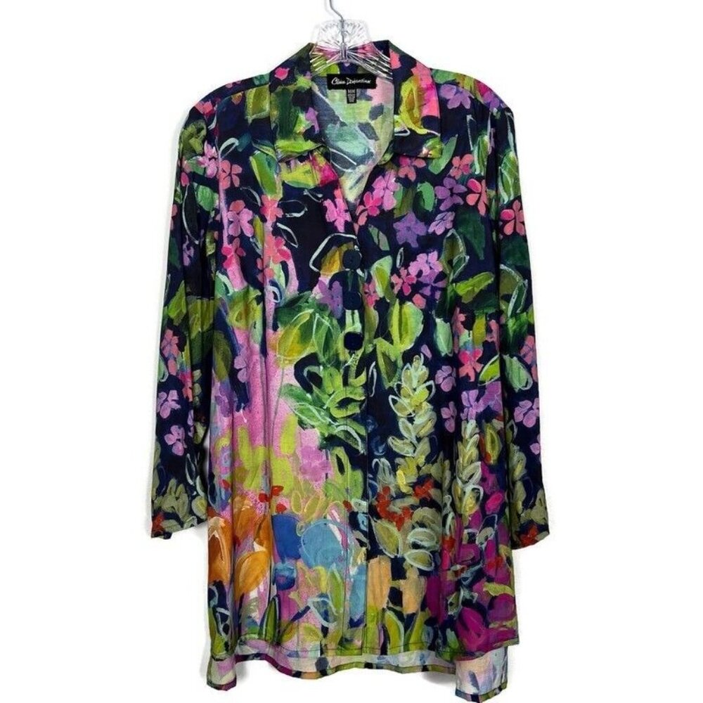 C’est Magnifique Floral Tunic Top - Navy Multi